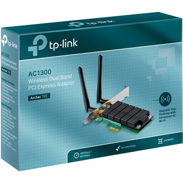 TP-Link Archer T6E WLAN PCI-E Netzwerk Karte AC1300 drahtloser Dual Band Express Adapter (Broadcom Chipsatz, 867MBit-s-5GHz, 400MBit-s-2,4GHz, 802.11ac-a-b-g-n, geeignet für Windows 10-8.x-7-XP) – Bild 2