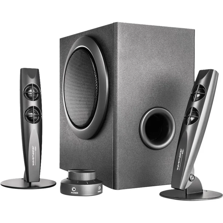 Wavemaster STAX BT 2.1 Lautsprecher System (46 Watt) mit Bluetooth-Streaming Aktiv-Boxen Nutzung für TV-Tablet-Smartphone-PC schwarz (66211) – Bild 2