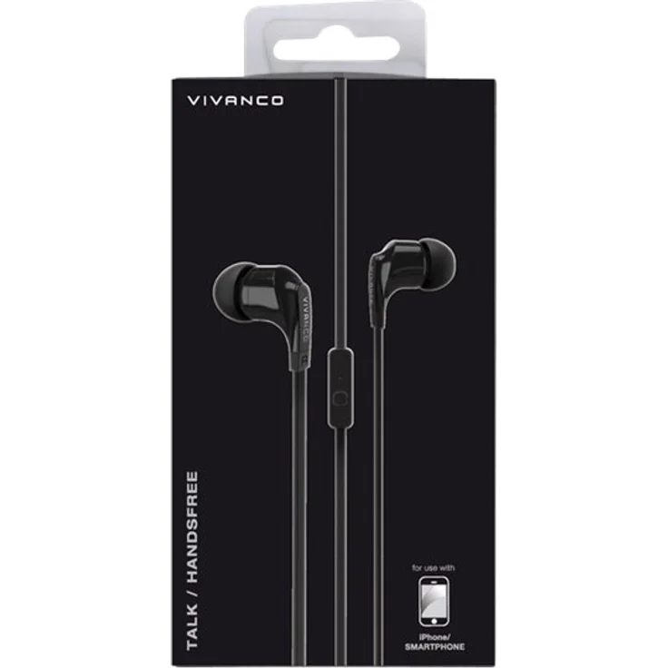 Vivanco Talk In-Ear Stereo Headset mit Mikrofon, Kopfhörer, Ohrhörer für Smartphone, Handy, MP3-Player, mit Fernbedienung und 3,5 mm Klinkenstecker schwarz – Bild 2