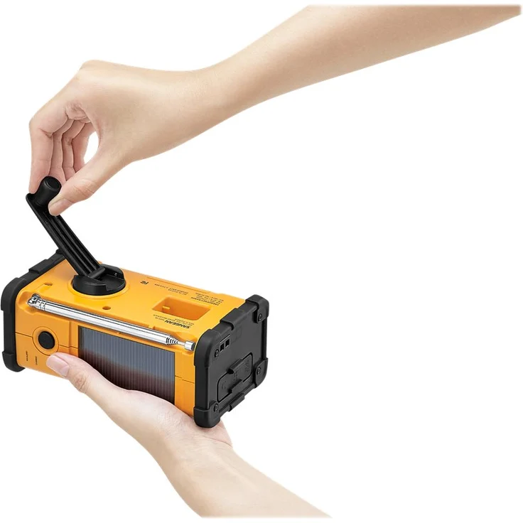 Sangean MMR-88 Tragbares Kurbelradio, Notfall radio mit Taschenlampe und Notfall-Signalton - UKW-MW-Tuner - Gelb-Schwarz – Bild 3