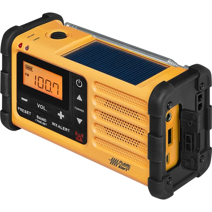 Sangean MMR-88 Tragbares Kurbelradio, Notfall radio mit Taschenlampe und Notfall-Signalton - UKW-MW-Tuner - Gelb-Schwarz – Bild 6