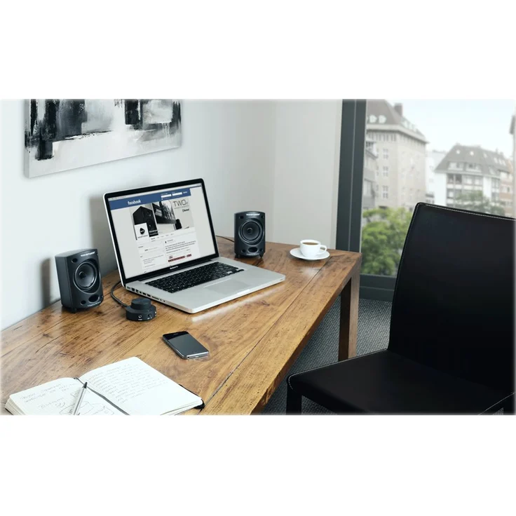 Wavemaster Moody BT 2.1 Lautsprecher System (65 Watt) mit Bluetooth-Streaming Aktiv-Boxen Nutzung für TV-Tablet-Smartphone-PC schwarz (66206) grau – Bild 4