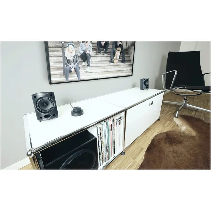 Wavemaster Moody BT 2.1 Lautsprecher System (65 Watt) mit Bluetooth-Streaming Aktiv-Boxen Nutzung für TV-Tablet-Smartphone-PC schwarz (66206) grau – Bild 2