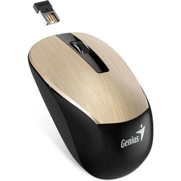 Genius 31030119103 NX-7015 Gold USB 1200 DPI Funkmaus 2,4 GHz BlueEye Sensor EIN-Ausschalter schwarz – Bild 3