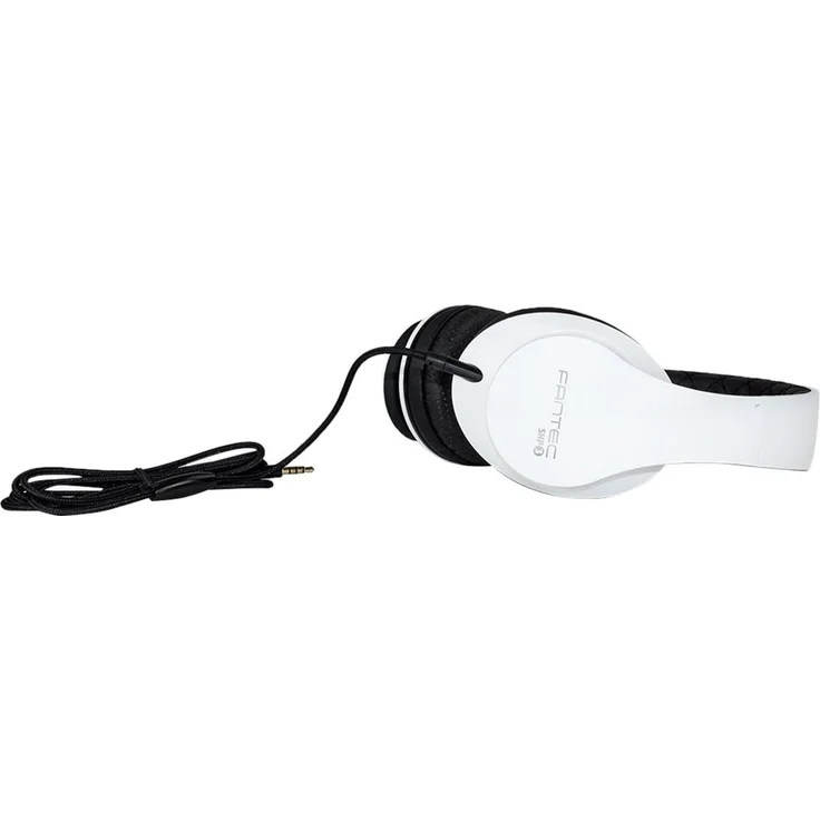 FANTEC SHP-3 On Ear Stereo HiFi Kopfhörer (mit Freisprechfunktion, integriertes Mikrofon, 1-Tasten Fernbedienung, abnehmbares Textilkabel, 3,5 mm Klinkenstecker) weiss/schwarz – Bild 2