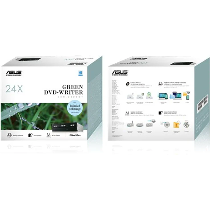 Asus DRW-24D5MT interner 24x DVD Brenner (DVD+-RW, Bulk E-Green Silent) schwarz – Bild 2