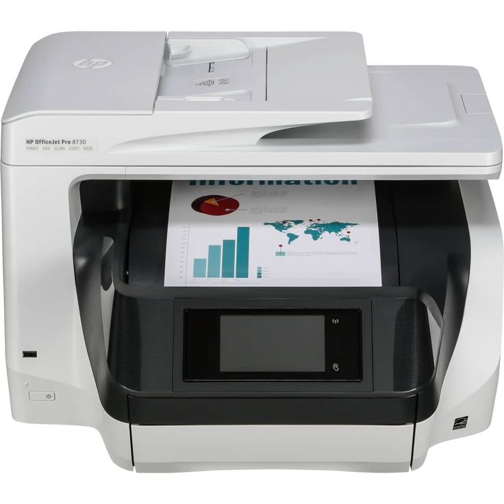 HP OfficeJet Pro 8730 (4-in-1) Multifunktionsdrucker - (Thermal Inkjet) Farbe, Druckgeschwindigkeit: 24 s/w, 20 Farbe, Auflösung: 2400 x 1200, USB, LAN, WLAN, Instant Ink (D9L20A#A80) – Bild 7