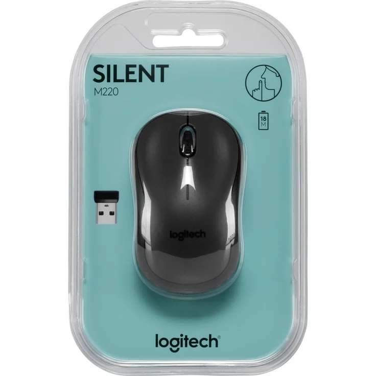 Logitech M220 Silent Kabellose Maus, 2,4 GHz mit Nano-USB-Empfänger, 1000 DPI Optical Tracking, 18 Monate Batterielaufzeit, für Links- und Rechtshänder, kompatibel mit PC, Mac, Laptop, Schwarz (910-004878) – Bild 8