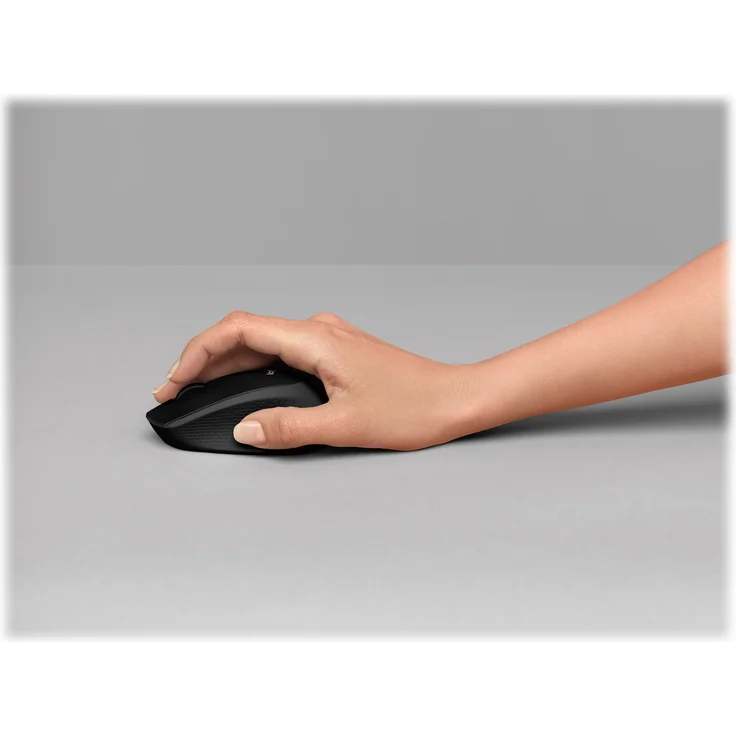 Logitech M330 Silent Plus Kabellose Maus, 2.4 GHz Verbindung via Nano USB-Empfänger, 1000 DPI Optischer Sensor, 24-Monate Akkulaufzeit, 3 Tasten, PC-Mac - schwarz, Englische Verpackung – Bild 3