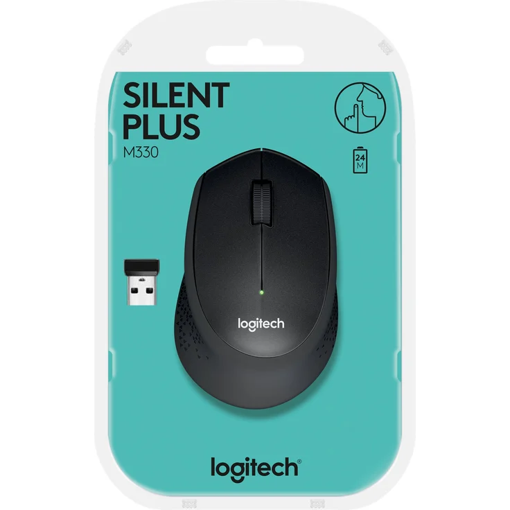 Logitech M330 Silent Plus Kabellose Maus, 2.4 GHz Verbindung via Nano USB-Empfänger, 1000 DPI Optischer Sensor, 24-Monate Akkulaufzeit, 3 Tasten, PC-Mac - schwarz, Englische Verpackung – Bild 5