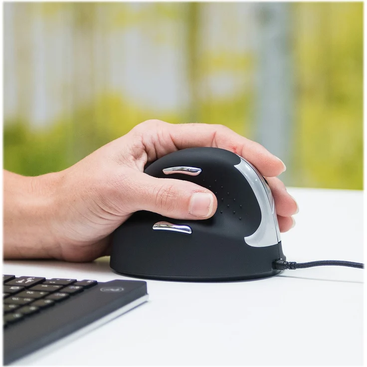 R-Go HE Ergonomische Maus - Premium-Vertikal-Maus - Mittel (165-195mm) Linkshändige Vertikal - Drahtgebundenen - Schlankes Design - Plug-and-Play-Funktion - Schwarz – Bild 7