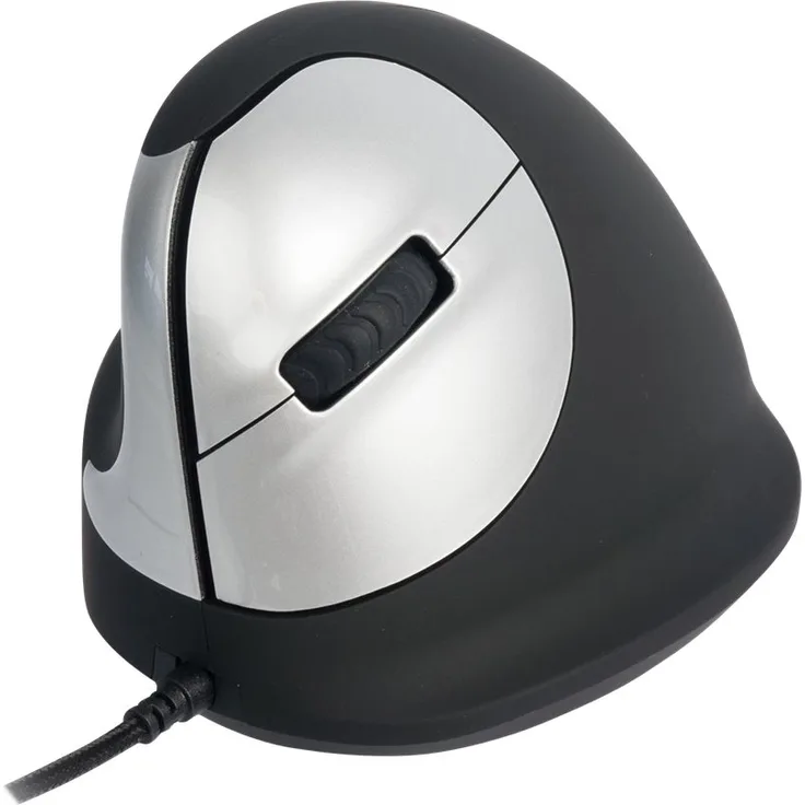 R-Go HE Ergonomische Maus - Premium-Vertikal-Maus - Mittel (165-195mm) Linkshändige Vertikal - Drahtgebundenen - Schlankes Design - Plug-and-Play-Funktion - Schwarz
