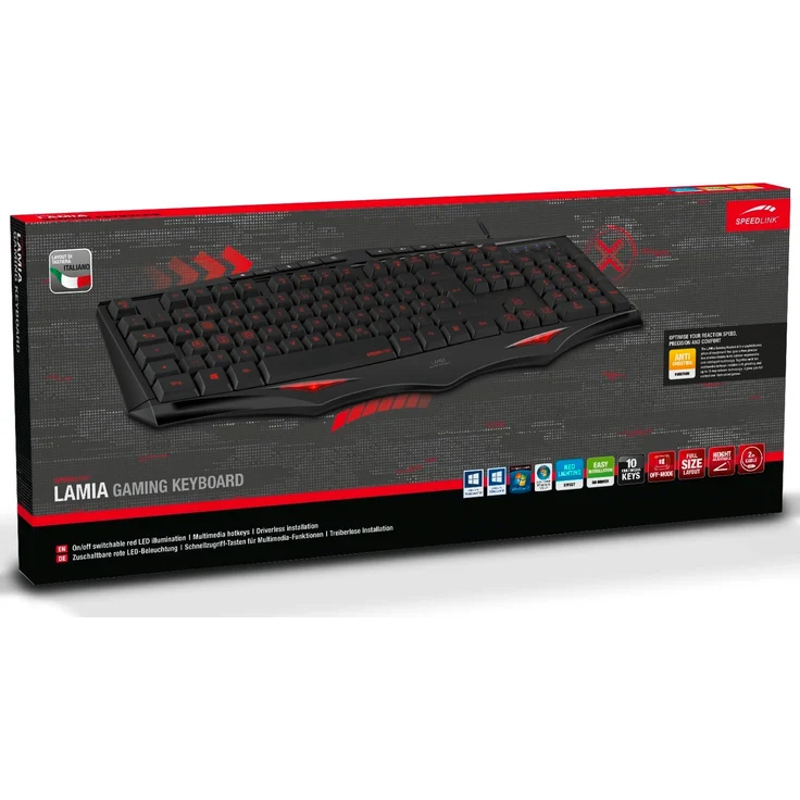 Speedlink LAMIA Gaming Keyboard - Tastatur mit USB Anschluss für Büro-Home Office (LED Tastenbeleuchtung - Anti Ghosting und Rollover-Technik - Höhenverstellbar) für PC-Notebook-Laptop, schwarz – Bild 3