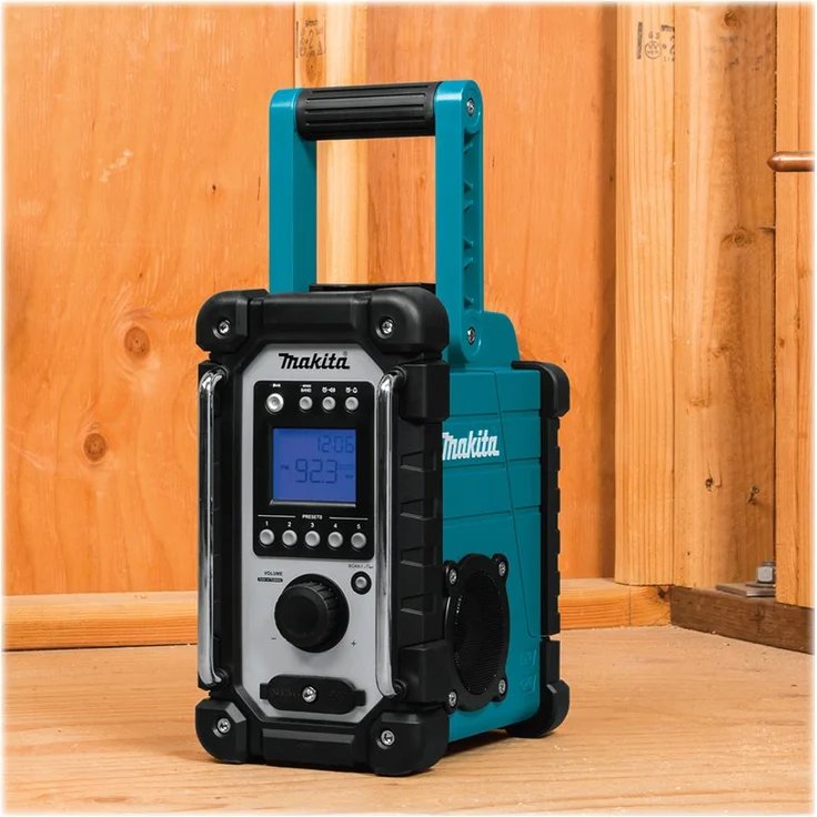 Makita DMR107 Baustellenradio mit Wecker, geeignet für Outdoor, spritzwassergeschützt, blau – Bild 9