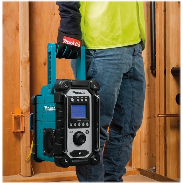 Makita DMR107 Baustellenradio mit Wecker, geeignet für Outdoor, spritzwassergeschützt, blau – Bild 7