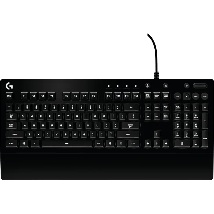 Logitech G213 Prodigy Gaming-Tastatur, RGB-Beleuchtung, Programmierbare G-Tasten, Multi-Media Bedienelemente, Integrierte Handballenauflage, Spritzwassergeschützt, Deutsches QWERTZ-Layout - Schwarz