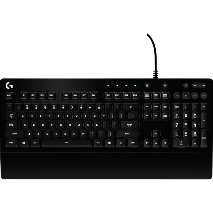 Logitech G213 Prodigy Gaming-Tastatur, RGB-Beleuchtung, Programmierbare G-Tasten, Multi-Media Bedienelemente, Integrierte Handballenauflage, Spritzwassergeschützt, Deutsches QWERTZ-Layout - Schwarz – Bild 1