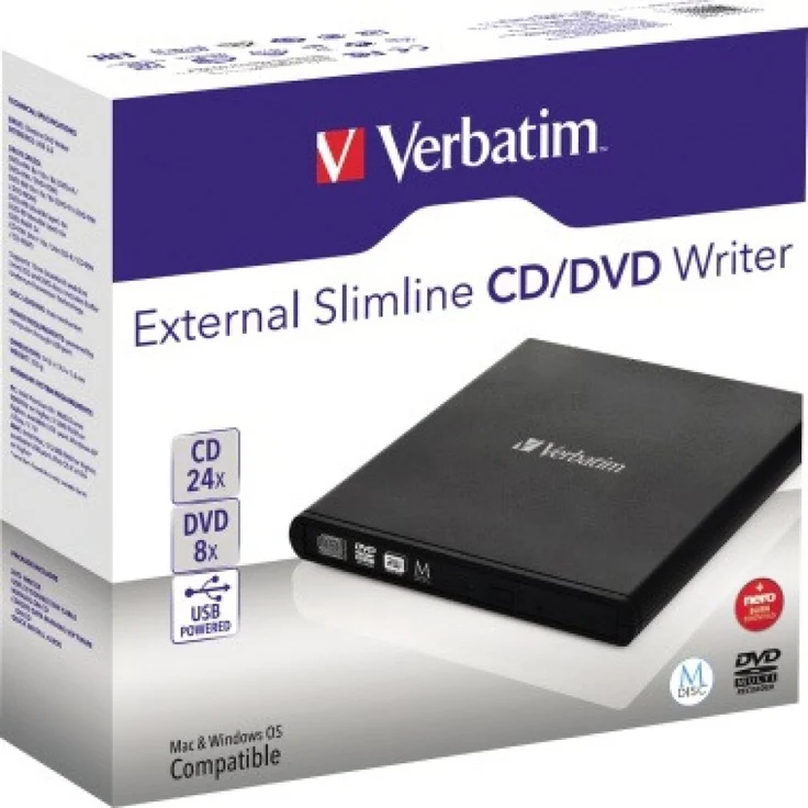 Verbatim Externer Slimline CD-DVD-Brenner, mobiles externes Laufwerk, schnelle Datensicherung, mit Nero Burn & Archive - schwarz – Bild 4