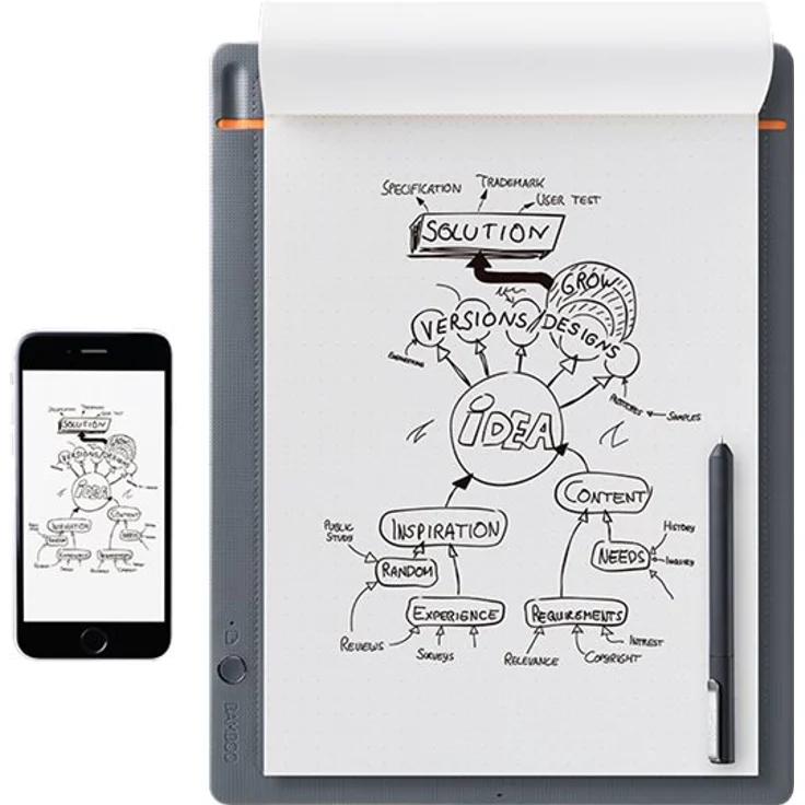 Wacom Bamboo Slate Smartpad A4, Großes Notepad (mit Digitalisierungs-Funktion inkl. Eingabestift mit Kugelschreiber-Mine, geeignet für Android & Apple) – Bild 5