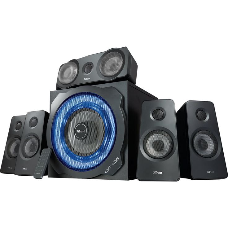 Trust Gaming GXT 658 Tytan 5.1 Surround PC-Lautsprecher Set mit Fernbedienung (180 Watt, LED Beleuchtung) Schwarz – Bild 3