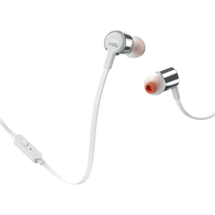 JBL T210 Kompatibel mit Apple und Android Geräten In-Ear Kopfhörer mit Mikrofon, weiß, silber – Bild 8