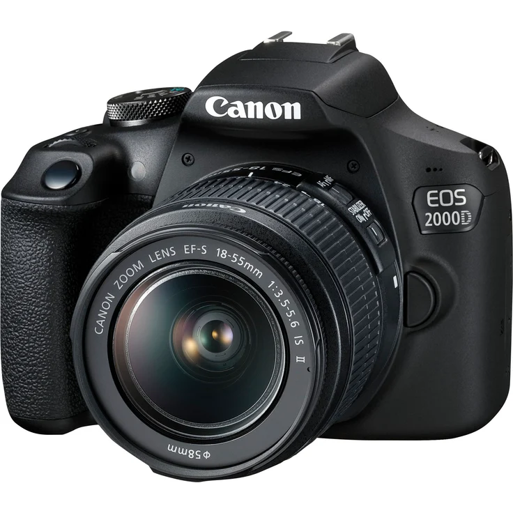 Canon EOS 2000D Spiegelreflexkamera (24,1 MP, DIGIC 4+, 7,5 cm (3,0 Zoll) LCD, Display, Full-HD, WIFI, APS-C CMOS-Sensor) mit Objektiv EF-S 18-55 IS II Kit schwarz – Bild 1