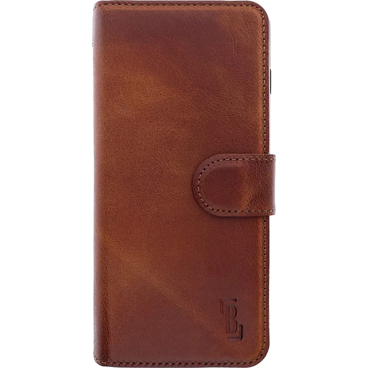 Burkley Samsung Galaxy S20+ Lederhülle Handyhülle Handytasche Hülle Cover Case - RFID Blocker - QI-kompatibel in Sattelbraun