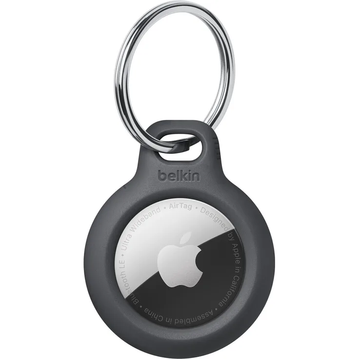 Belkin F8W973 Secure Holder mit Schlüsselanhänger, geeignet für Apple AirTag, schwarz (F8W973btBLK)