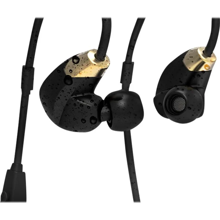 Cannice SC1412 Y4 Bluetooth Kopfhörer In Ear | Kabellose 4.1 Sport Kopfhörer Stereo mit Ohrbügel | 10m Reichweite, ultra leicht, wasserabweisend, schwarz, gold – Bild 4