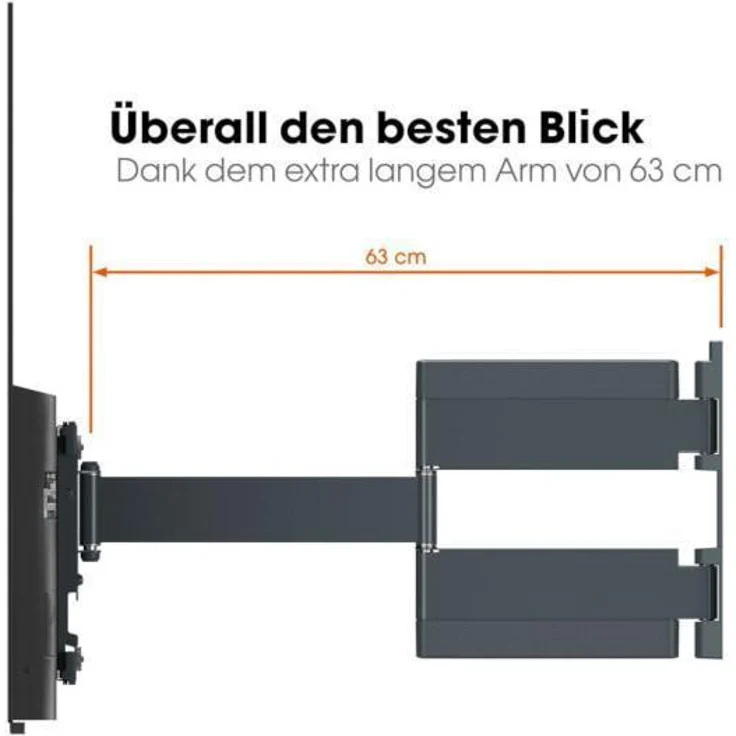 Vogel's THIN 546 TV Wandhalterung für 102-165 cm (40-65 Zoll) Fernseher, 180° schwenkbar, max 30 kg, VESA max 400 x 400, Schwarz – Bild 5