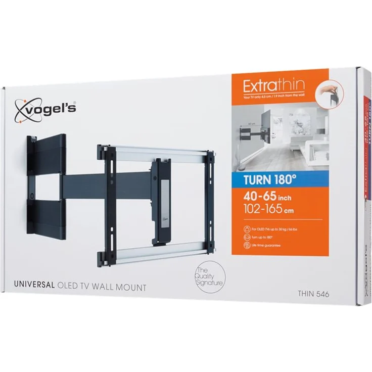 Vogel's THIN 546 TV Wandhalterung für 102-165 cm (40-65 Zoll) Fernseher, 180° schwenkbar, max 30 kg, VESA max 400 x 400, Schwarz – Bild 9