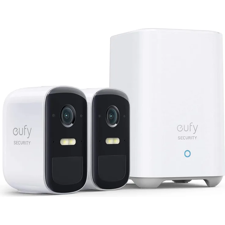 eufy Security eufyCam 2C Pro, Überwachungskamera außen, 2K Auflösung, 180 Tage Akku, kompatibel mit HomeKit und Solar Panel, IP67, Set 2+1, lokale Speicherung, Weiß (T88613D1)