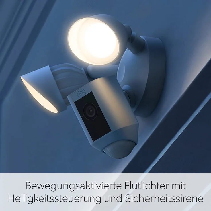 Ring Floodlight Cam Wired Plus, Überwachungskamera außen mit WLAN und HD-Video, Kamera mit LED-Flutlicht, Nachtsicht in Farbe, präzise Bewegungserfassung und Sirene, funktioniert mit Amazon Alexa, weiß – Bild 4