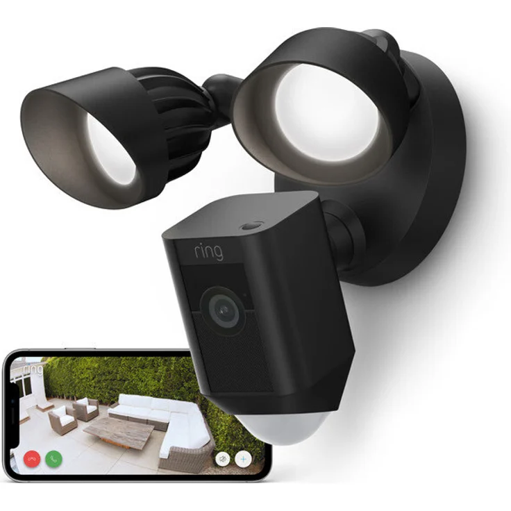 Ring Floodlight Cam Wired Plus, Überwachungskamera außen mit WLAN und HD-Video, Kamera mit LED-Flutlicht, Nachtsicht in Farbe, präzise Bewegungserfassung und Sirene, funktioniert mit Amazon Alexa, schwarz – Bild 3