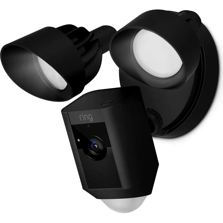 Ring Floodlight Cam Wired Plus, Überwachungskamera außen mit WLAN und HD-Video, Kamera mit LED-Flutlicht, Nachtsicht in Farbe, präzise Bewegungserfassung und Sirene, funktioniert mit Amazon Alexa, schwarz – Bild 1