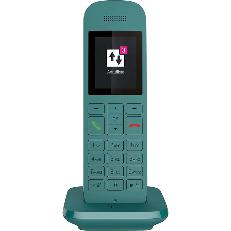 Telekom Speedphone 12 schnurloses Festnetztelefon, zur Nutzung an aktuellen Routern mit integrierter DECT-CAT-iq Schnittstelle (z.B. Speedport, Fritzbox), 5 cm Farbdisplay, VoIP-Telefon, petrol – Bild 1