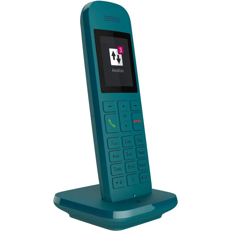 Telekom Speedphone 12 schnurloses Festnetztelefon, zur Nutzung an aktuellen Routern mit integrierter DECT-CAT-iq Schnittstelle (z.B. Speedport, Fritzbox), 5 cm Farbdisplay, VoIP-Telefon, petrol – Bild 2