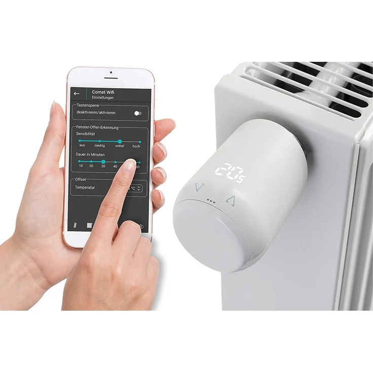 Eurotronic Comet Wifi 2021, Heizkörperthermostat, intelligentes Heizen per WLAN, Heizkosten sparen, Thermostat zur Regulation der Raumtemperatur von unterwegs (700200) – Bild 4