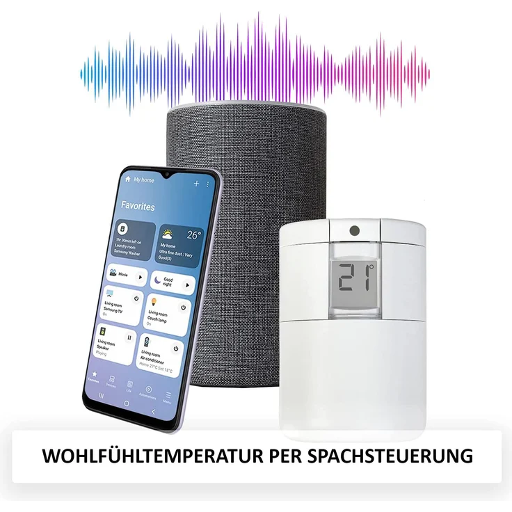 POPP ZigBee Heizungsthermostat, SmartThings & Amazon Alexa kompatibel - Heizungssteuerung via ZigBee Funk, Heizungsthermostat inkl. Adapter + Batterien, Heizkörperthermostat, weiß (POPZ701721) – Bild 3