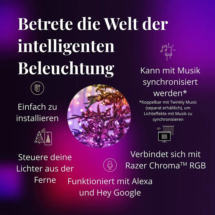 Twinkly Strings – App-gesteuerte LED-Lichterkette mit 400 RGB+W (16 Millionen Farben + Warmweiß) LEDs, 32 m, schwarzes Kabel, intelligente Beleuchtungsdekoration für den Innen- und Außenbereich – Bild 4