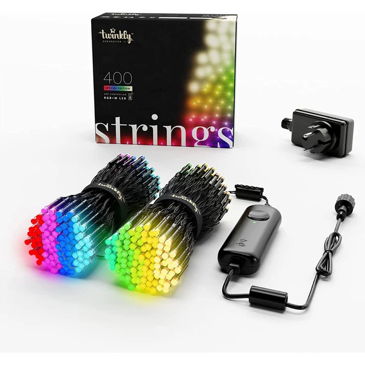 Twinkly Strings – App-gesteuerte LED-Lichterkette mit 400 RGB+W (16 Millionen Farben + Warmweiß) LEDs, 32 m, schwarzes Kabel, intelligente Beleuchtungsdekoration für den Innen- und Außenbereich – Bild 1