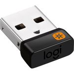 Logitech Unifying USB-Empfänger, Kabellose 2.4 GHz Verbindung, Kompatibel mit Logitech Unifying Mäusen und Tastaturen, Verbindet bis zu 6 Geräte Gleichzeitig, PC-Mac - Schwarz