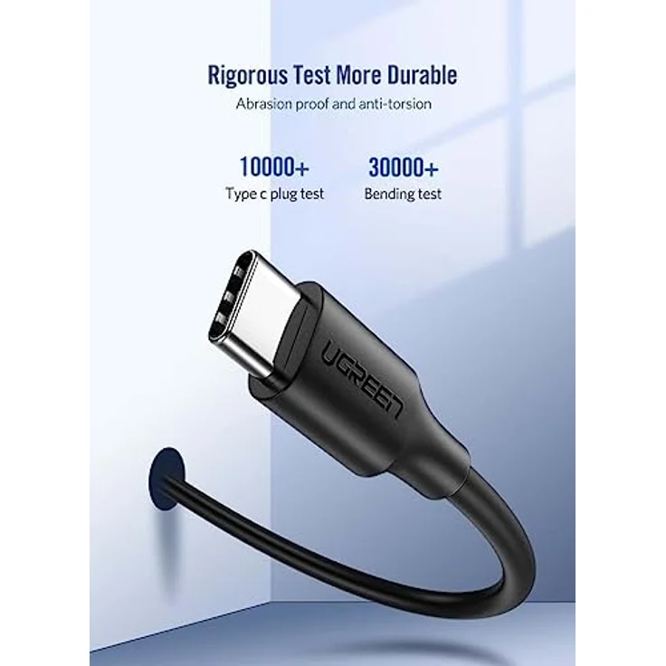 Ugreen USB Type C Lade- und Datenkabel 3A, 3m, schwarz, 480 Mbps, verzinnter Kupferkern – Bild 5