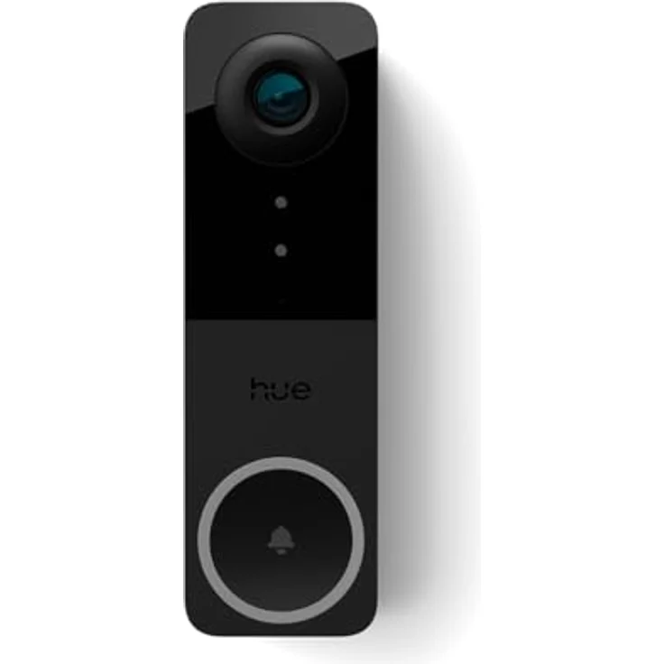 Philips Hue Secure, kabelgebundene Video-Türklingel mit 2K-Auflösung, 180° Weitwinkelansicht, zwei-Wege-Audio, Infrarot-Nachtsicht, nahtlose Integration mit Philips Hue Lichtern, schwarz – Bild 1