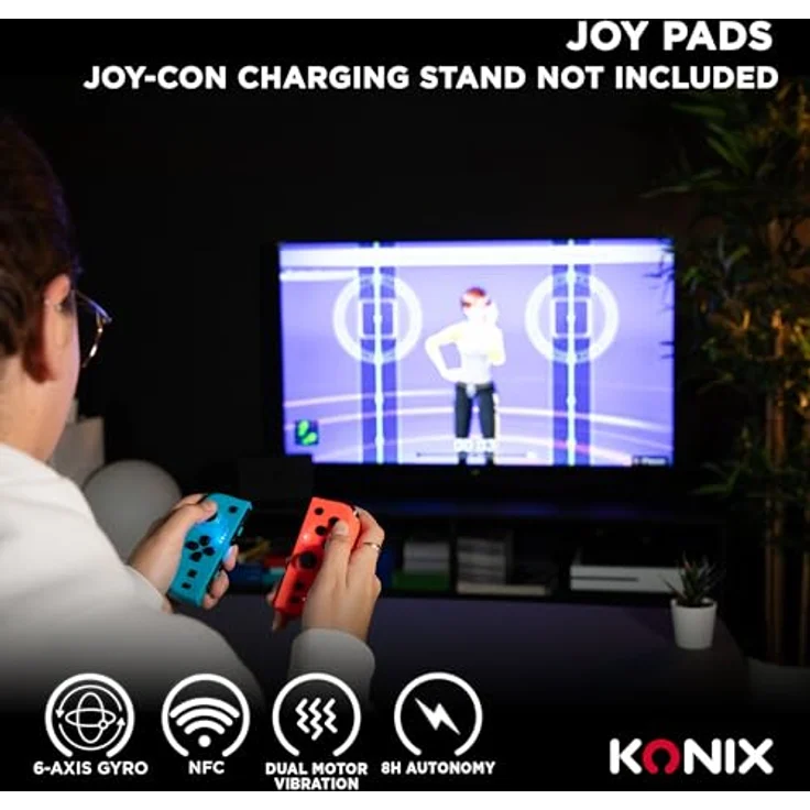 Konix Joypads Controller-Paar für Nintendo Switch und Switch OLED, 8 Stunden Akkulaufzeit, Vibrationsfunktion, blau und rot – Bild 4