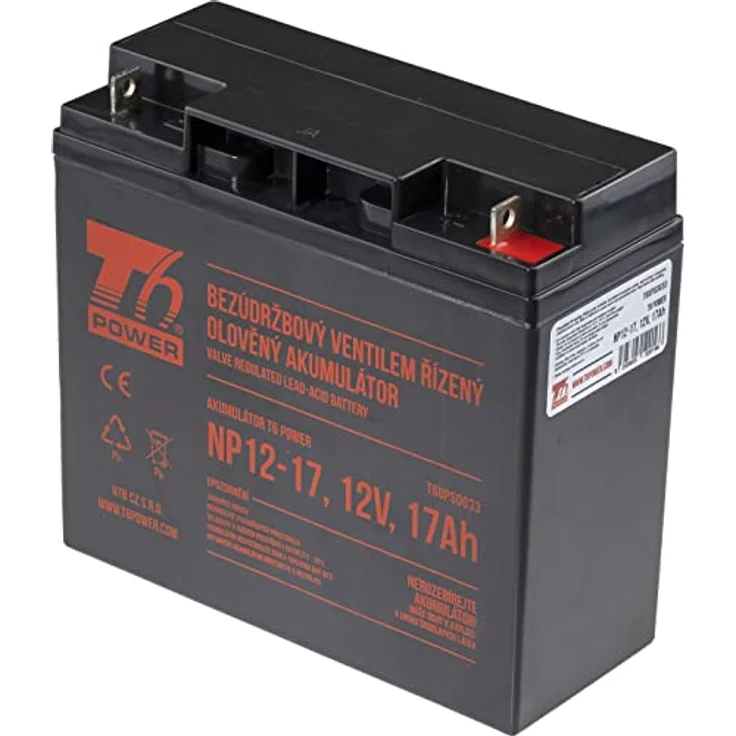 T6 Power Akku NP12-17, 12V, 17Ah, hochwertige Batterie mit kompakten Maßen (181 x 77 x 167 mm) – Bild 1