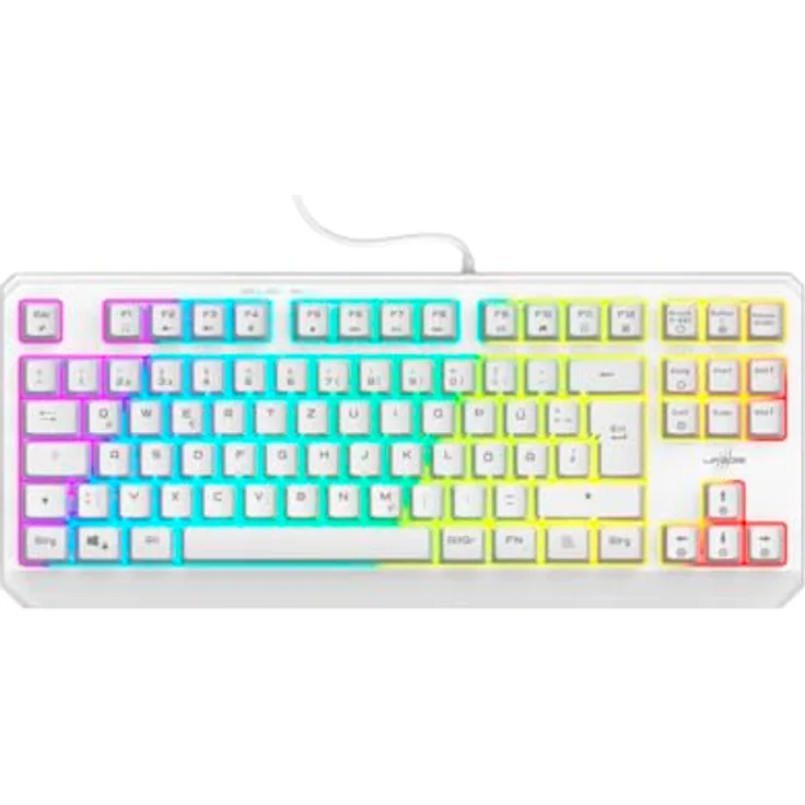 uRage Gaming Tastatur " Exodus 220 TKL" QWERTZ (Gamer Keyboard ohne Ziffernblock, Tenkeyless DE Layout, RGB beleuchtete Tasten, Anti-Ghosting) weiß