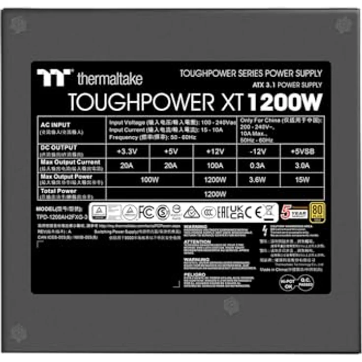 Thermaltake Toughpower XT 1200W, PC-Netzteil mit 80 PLUS Gold, modulare Kabel, ATX 12V Version 3.1 – Bild 7