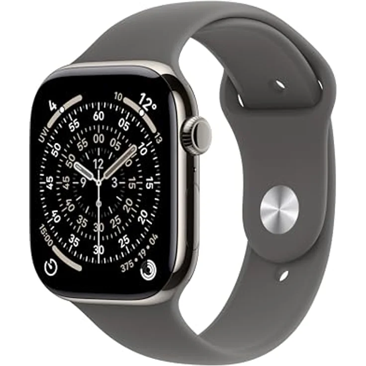 Apple Watch Series 11 Cellular, 46 mm, Titangehäuse Natur, Sportarmband Grau - M/L – Bild 1