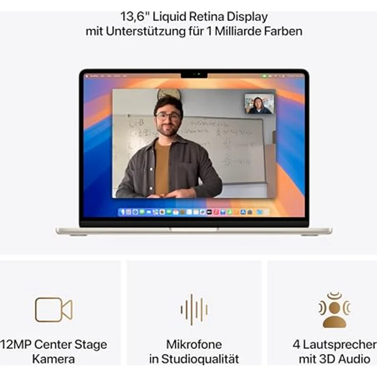 Apple Macbook Air 13.6" - M4 10-Core CPU 8-Core GPU - 16 GB - 256 GB SSD - Polarstern - 2025 – Bild 3